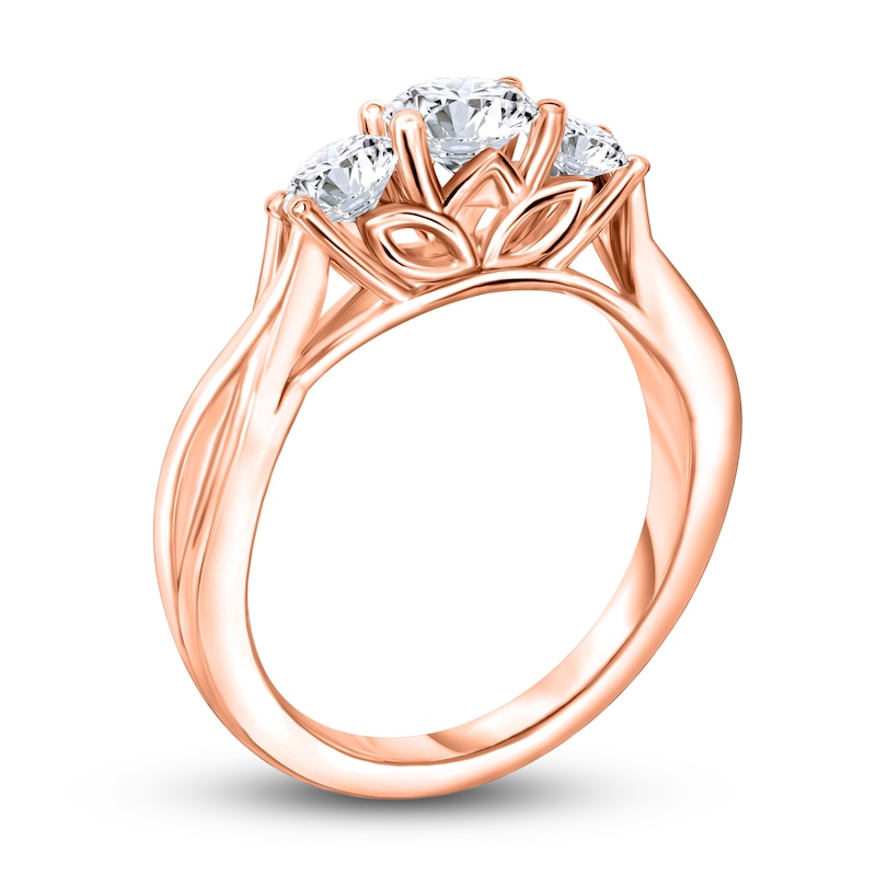 Main Image 3 of Diamond 3-Stone Ring 1 ct tw Round 14K Rose Gold