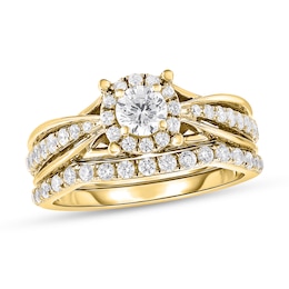 Diamond Bridal Set 1 ct tw Round 14K Yellow Gold