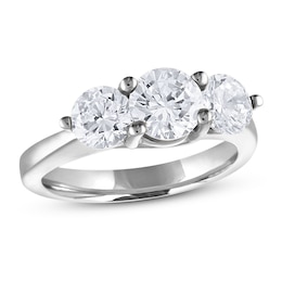 Diamond 3-Stone Ring 2 ct tw Round 14K White Gold