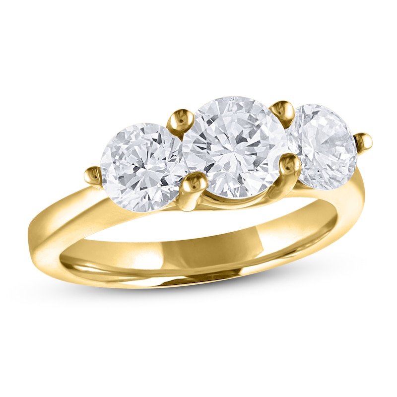 Main Image 1 of Diamond 3-Stone Ring 2 ct tw Round 14K Yellow Gold