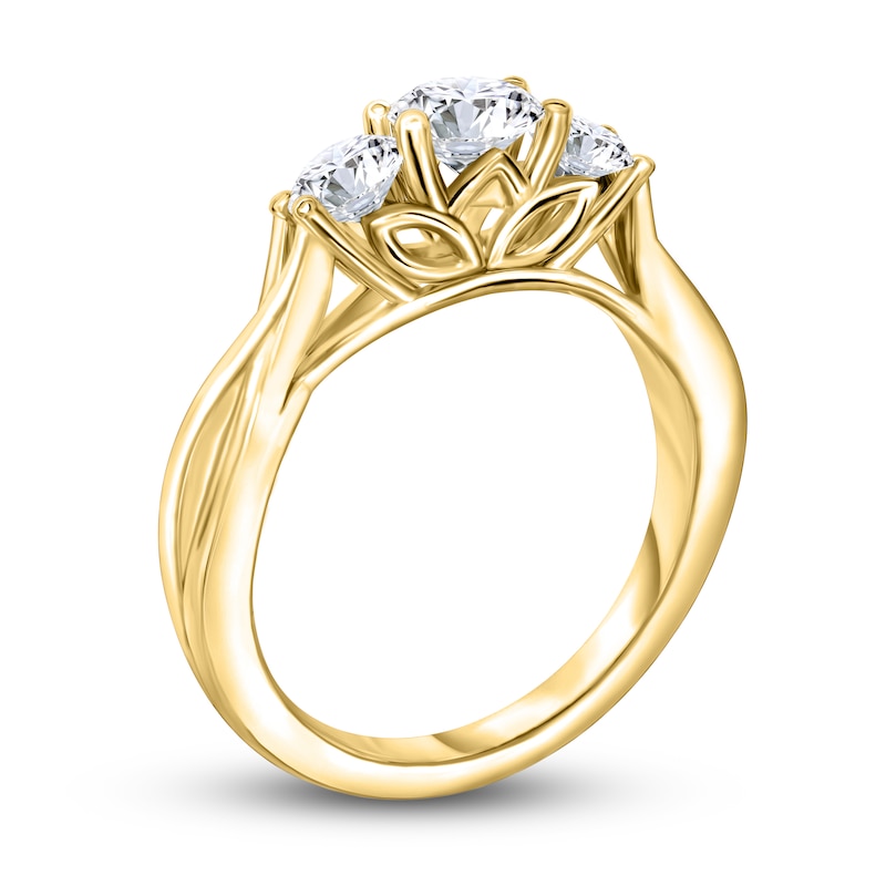 Main Image 3 of Diamond 3-Stone Ring 1 ct tw Round 14K Yellow Gold