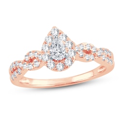 Diamond Ring 1/2 ct tw Pear-shaped 14K Rose Gold