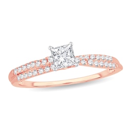 Diamond Ring 1/2 ct tw Princess 14K Rose Gold