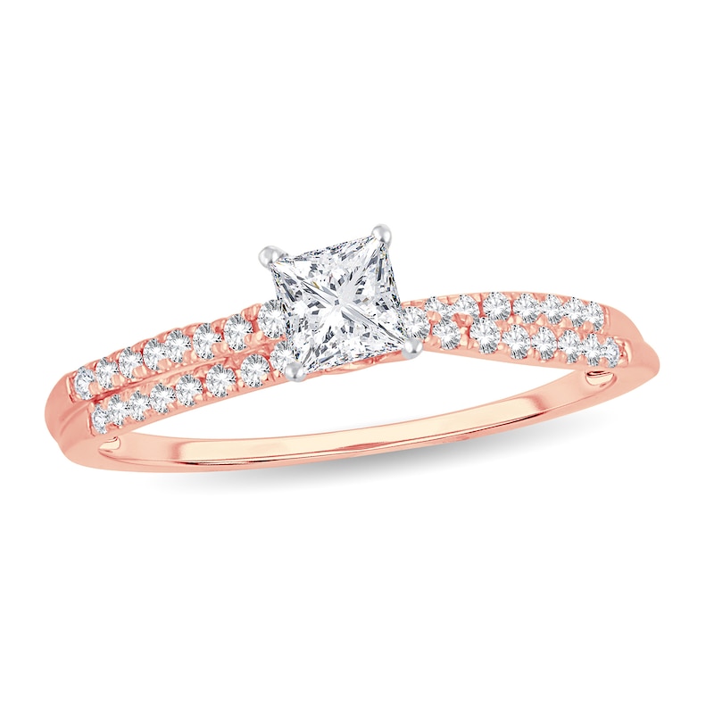 Main Image 1 of Diamond Ring 1/2 ct tw Princess 14K Rose Gold