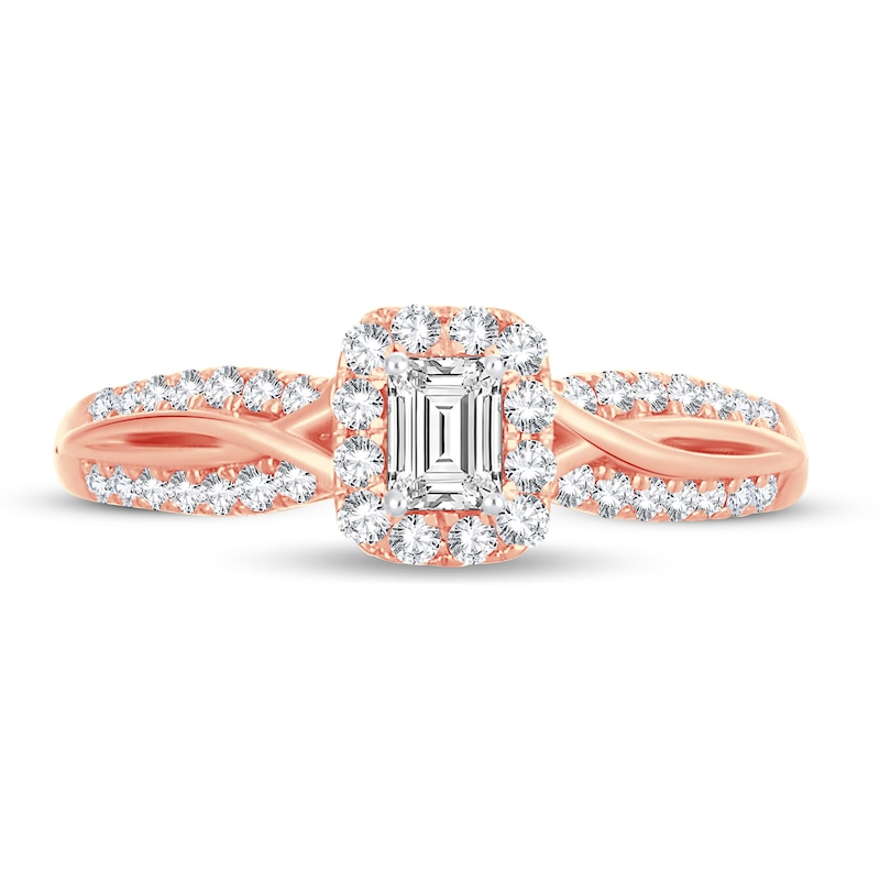 Diamond Ring 1/2 ct tw Emerald-cut 14K Rose Gold