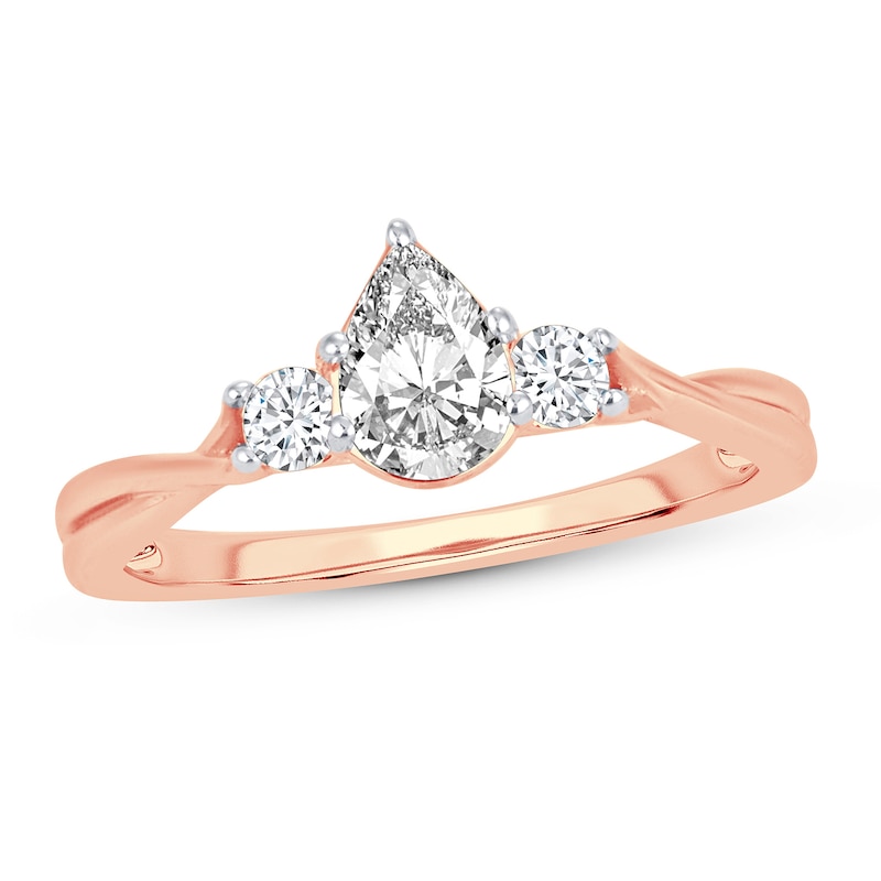 Diamond Ring 3/4 ct tw Pear-shaped 14K Rose Gold