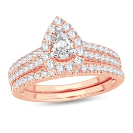 Diamond Bridal Set 1 ct tw Pear-shaped 14K Rose Gold