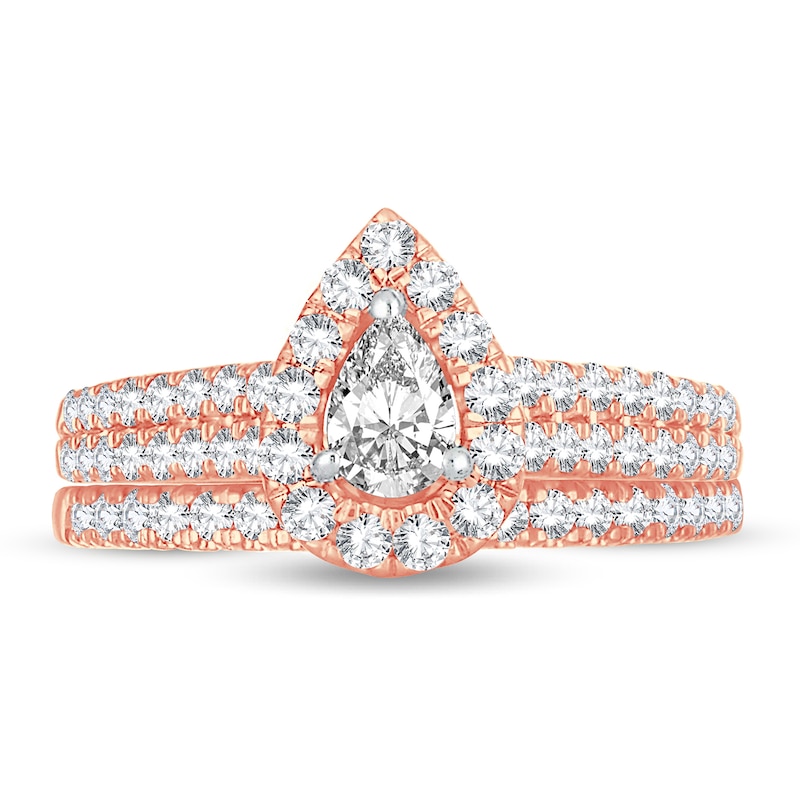 Diamond Bridal Set 1 ct tw Pear-shaped 14K Rose Gold