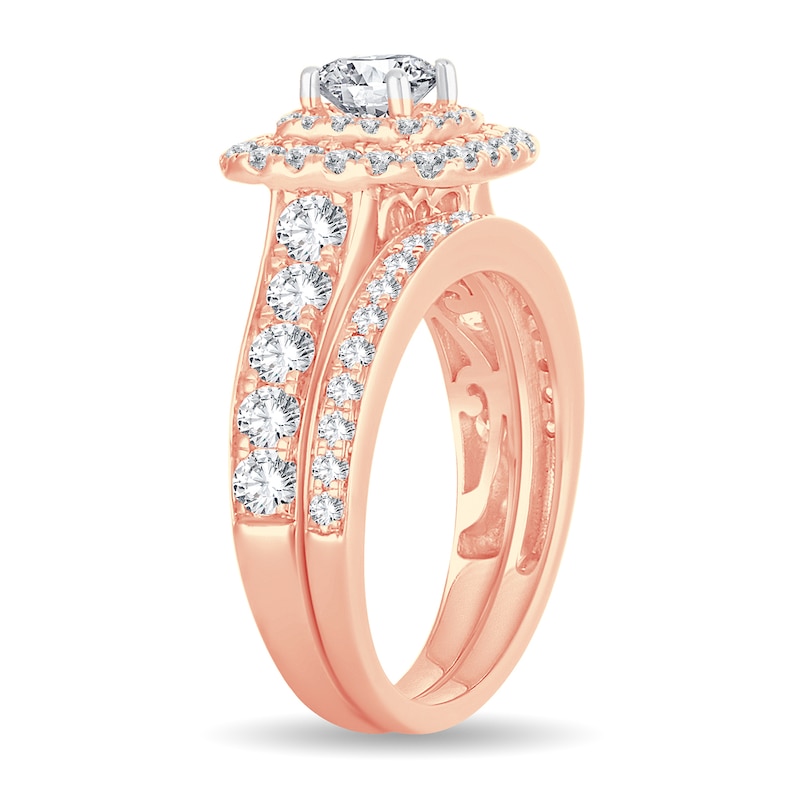 Diamond Bridal Set 2 ct tw Princess 14K Rose Gold