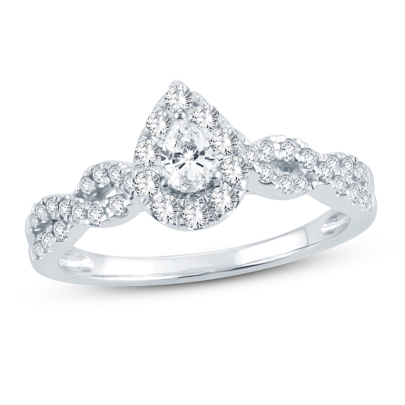 Main Image 1 of Diamond Engagement Ring 1/2 ct tw Pear-shaped 14K White Gold