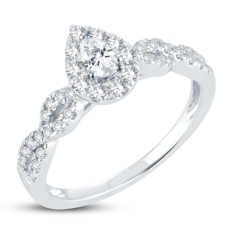 Main Image 2 of Diamond Engagement Ring 1/2 ct tw Pear-shaped 14K White Gold