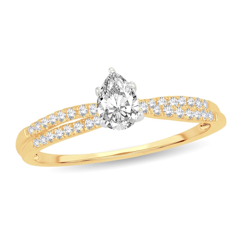 Main Image 1 of Diamond Ring 1/2 ct tw Pear-shaped 14K Yellow Gold