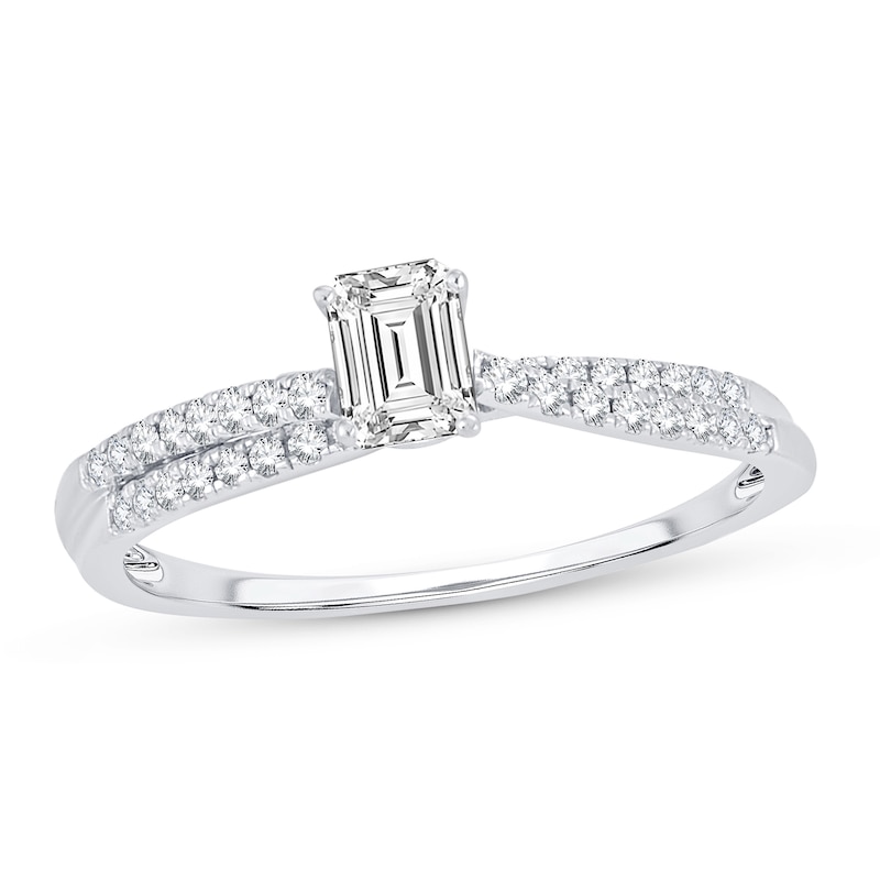 Main Image 1 of Diamond Engagement Ring 1/2 ct tw Emerald-cut 14K White Gold