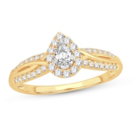 Diamond Ring 1/2 ct tw Pear-shaped 14K Yellow Gold