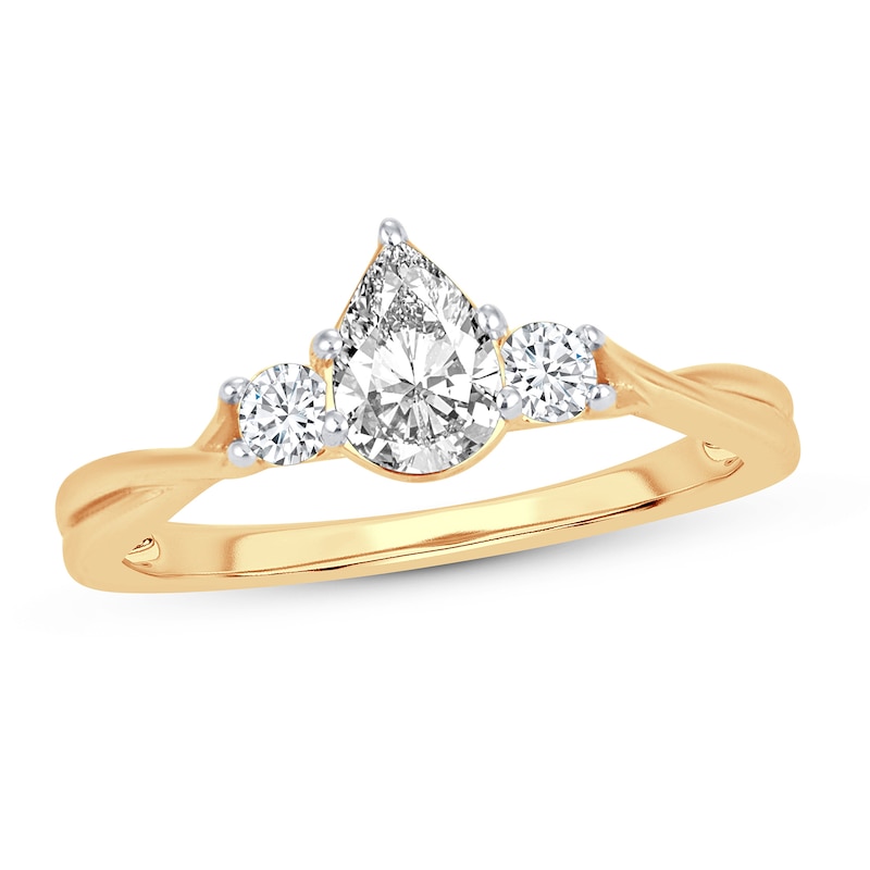 Diamond Ring 3/4 ct tw Pear-shaped 14K Yellow Gold