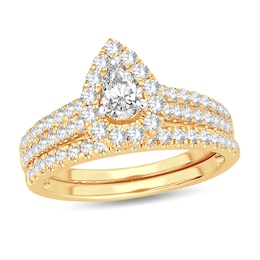 Diamond Bridal Set 1 ct tw Pear-shaped 14K Yellow Gold