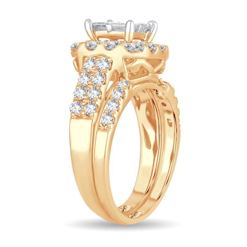 Main Image 2 of Diamond Bridal Set 2 ct tw Princess 14K Yellow Gold