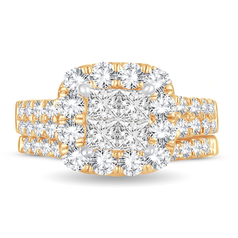 Main Image 3 of Diamond Bridal Set 2 ct tw Princess 14K Yellow Gold