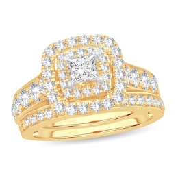 Diamond Bridal Set 2 ct tw Princess 14K Yellow Gold