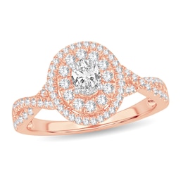 Diamond Ring 3/4 ct tw Oval 14K Rose Gold