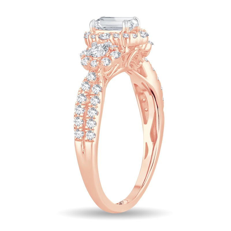 Diamond Ring 1-1/6 ct tw Emerald-cut 14K Rose Gold