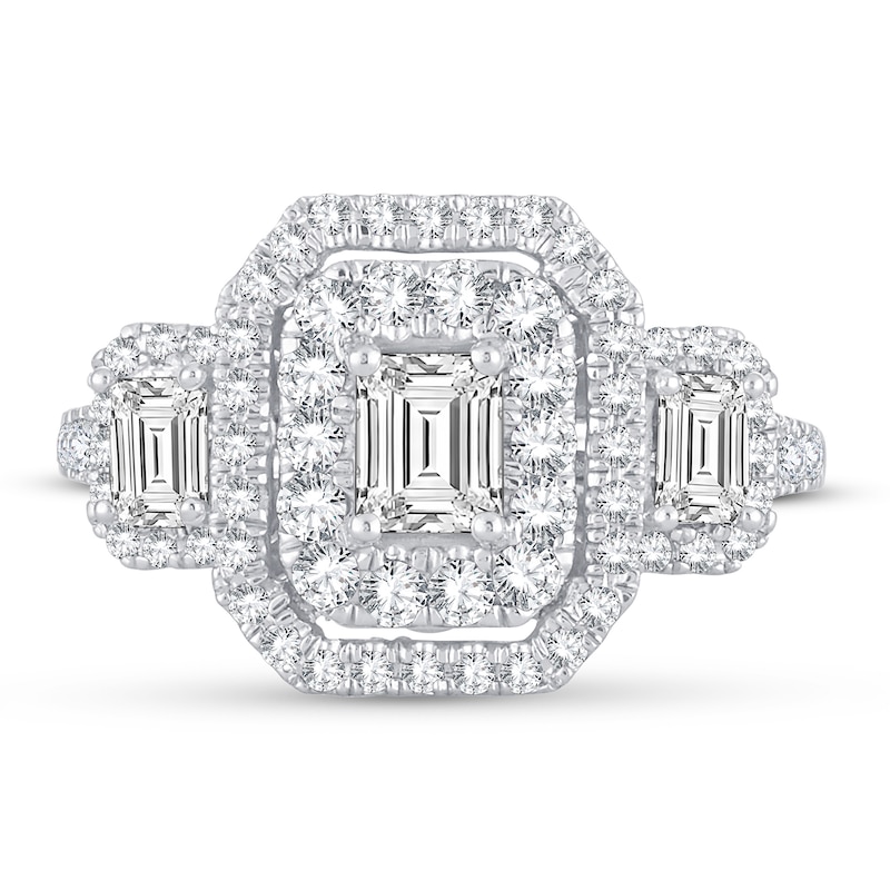 Diamond Engagement Ring 1-1/2 ct tw Emerald-cut 14K White Gold