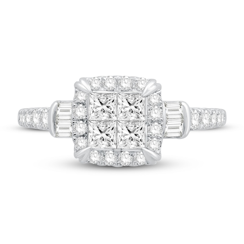 Diamond Engagement Ring 1 ct tw Round/Princess 14K White Gold
