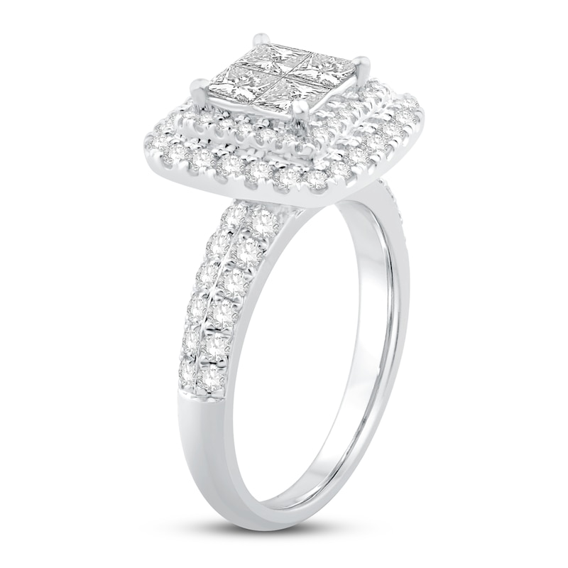 Main Image 2 of Diamond Engagement Ring 1-3/4 ct tw Round/Princess 14K White Gold