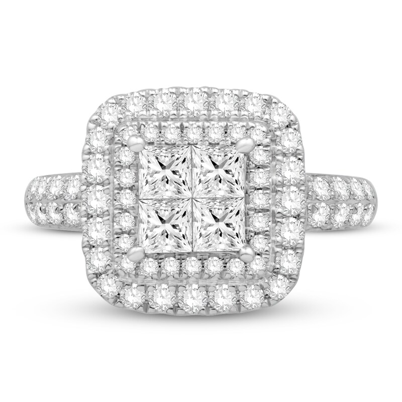 Main Image 3 of Diamond Engagement Ring 1-3/4 ct tw Round/Princess 14K White Gold