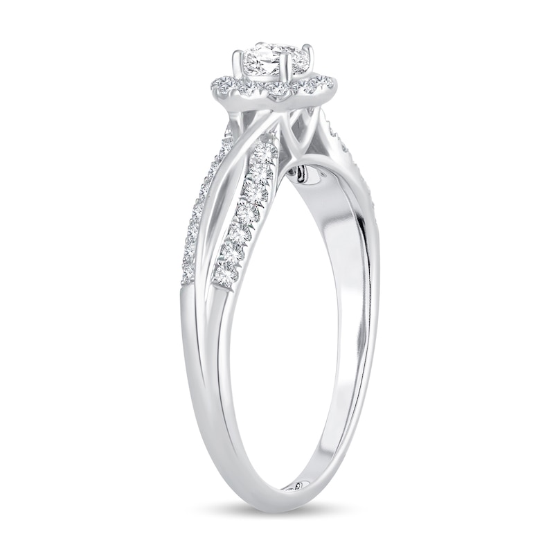 Main Image 2 of Diamond Engagement Ring 1/2 ct tw Round/Oval 14K White Gold