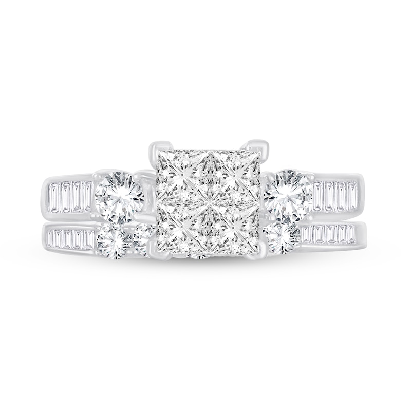 Main Image 3 of Diamond Bridal Set 1-1/2 ct tw Round/Princess/Baguette 14K White Gold