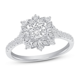 Diamond Engagement Ring 3/4 ct tw Round 14K White Gold