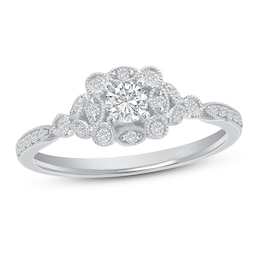 Diamond Engagement Ring 1/3 ct tw Round 14K White Gold