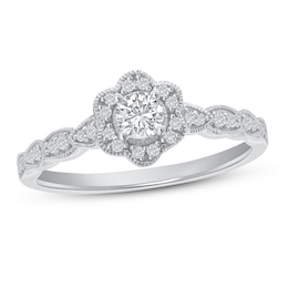 Diamond Engagement Ring 1/3 ct tw Round 14K White Gold