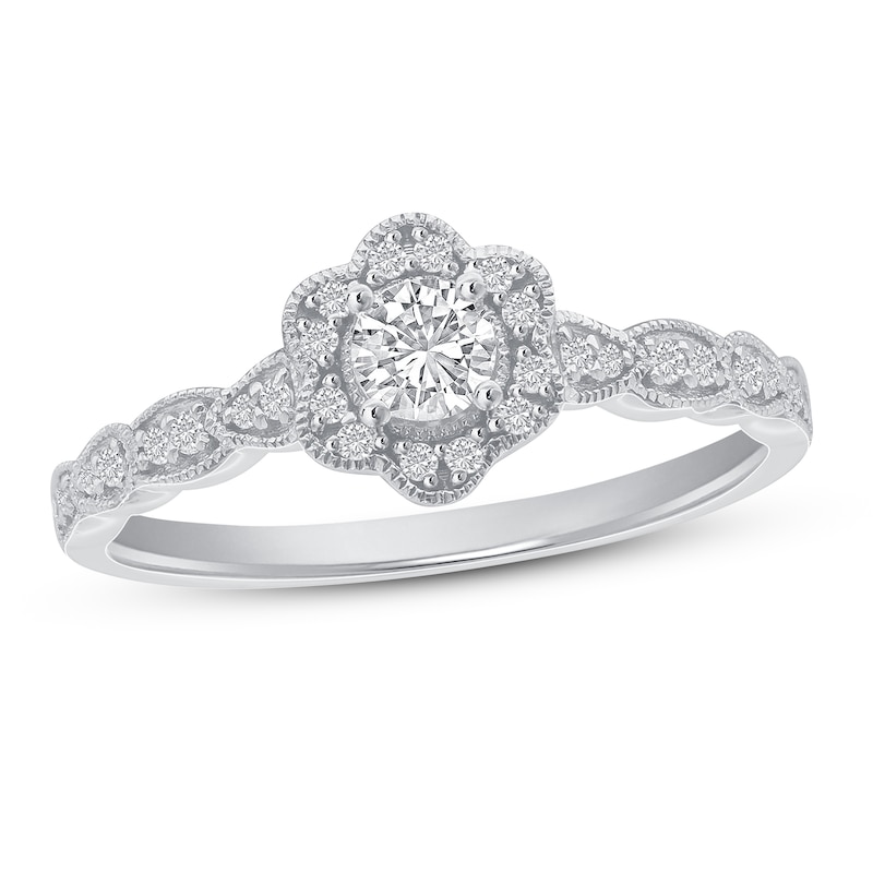 Main Image 1 of Diamond Engagement Ring 1/3 ct tw Round 14K White Gold