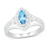 Thumbnail Image 1 of Natural Blue Topaz Engagement Ring 3/8 ct tw Diamonds 14K White Gold