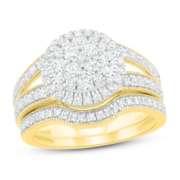 Diamond Bridal Set 7/8 ct tw Round 14K Yellow Gold