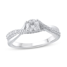 Diamond Engagement Ring 3/4 ct tw Round 14K White Gold