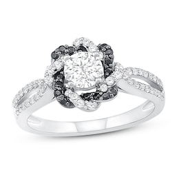 Diamond Engagement Ring 3/4 ct tw Round 14K White Gold