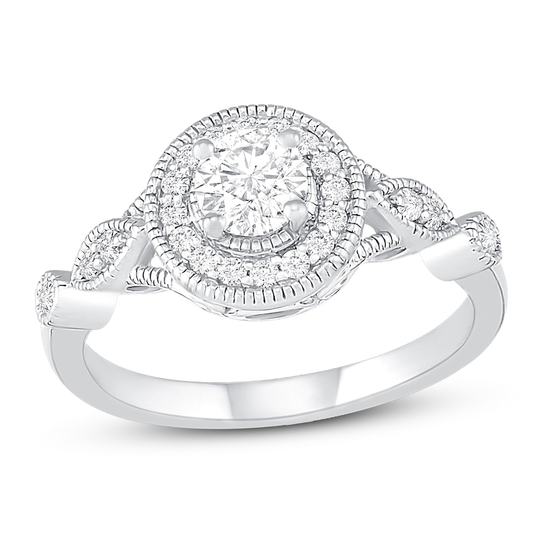 Diamond Double Band Ring 1/2 ct tw Round 14K White Gold