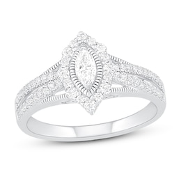 Diamond Engagement Ring 3/4 ct tw Round 14K White Gold