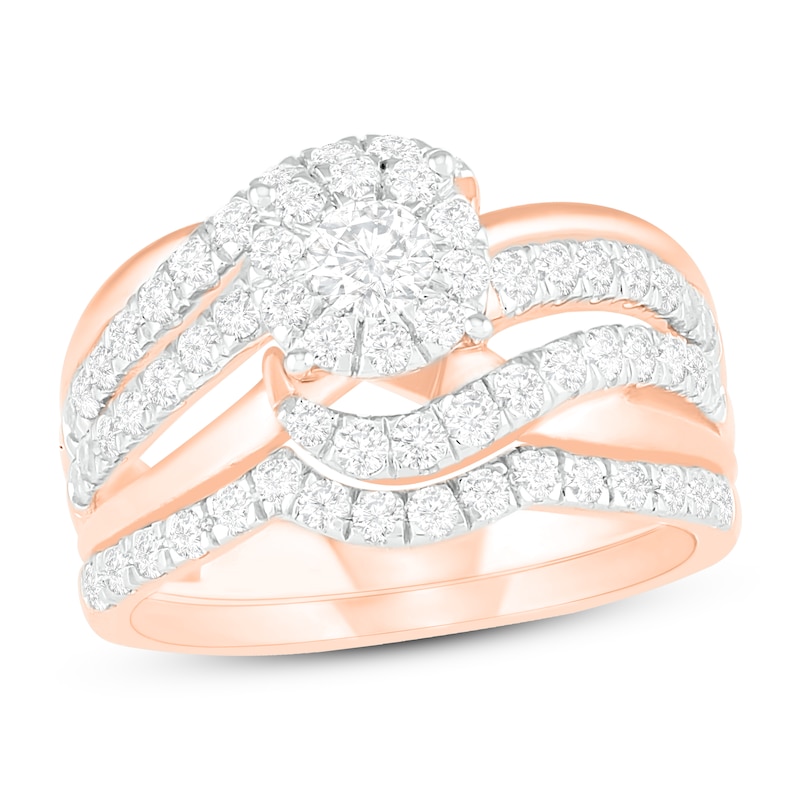 Main Image 1 of Diamond Bridal Set 7/8 ct tw Round 14K Rose Gold