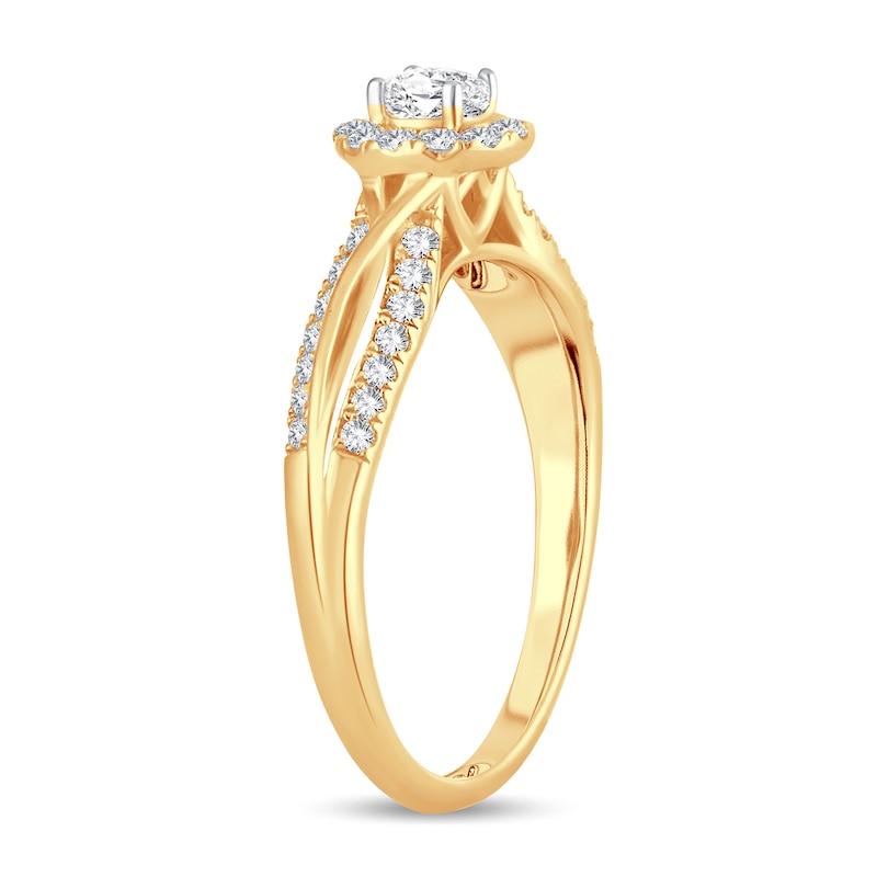 Main Image 2 of Diamond Engagement Ring 1/2 ct tw Round/Oval 14K Yellow Gold