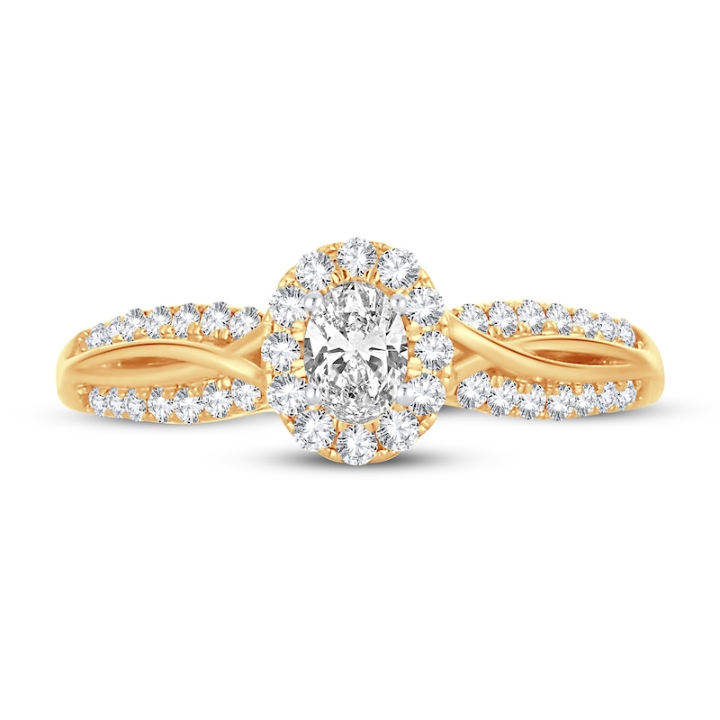 Main Image 3 of Diamond Engagement Ring 1/2 ct tw Round/Oval 14K Yellow Gold