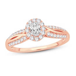 Diamond Engagement Ring 1/2 ct tw Round/Oval 14K Rose Gold