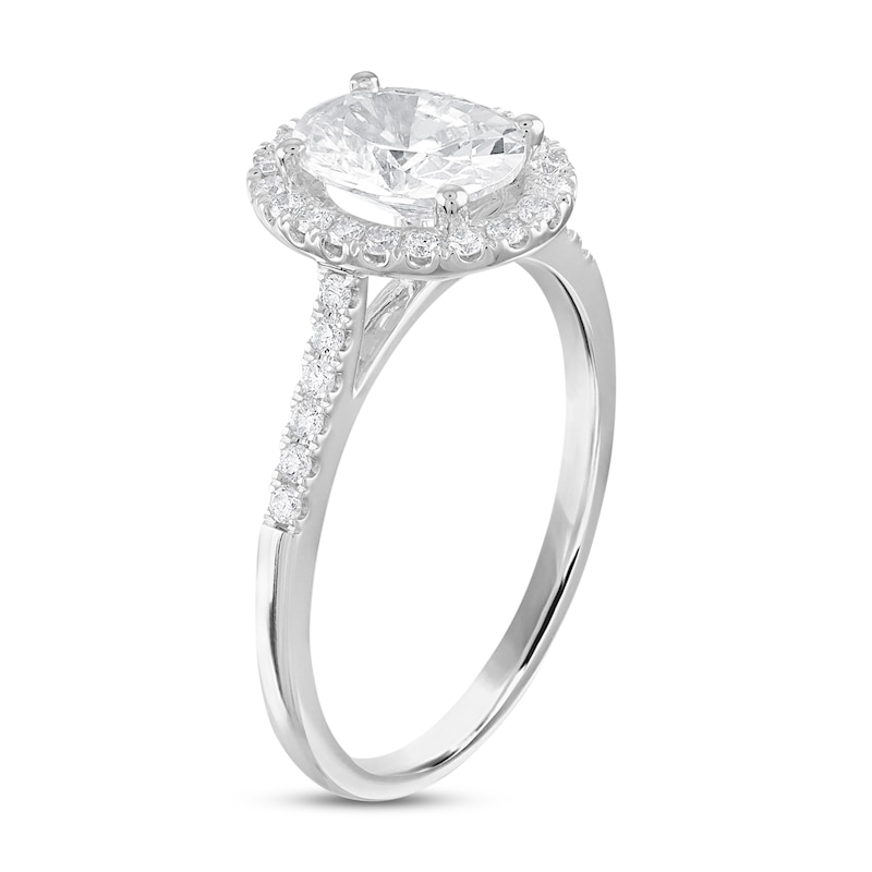 Main Image 2 of Diamond Engagement Ring 1-1/5 ct tw Oval/Round 18K White Gold