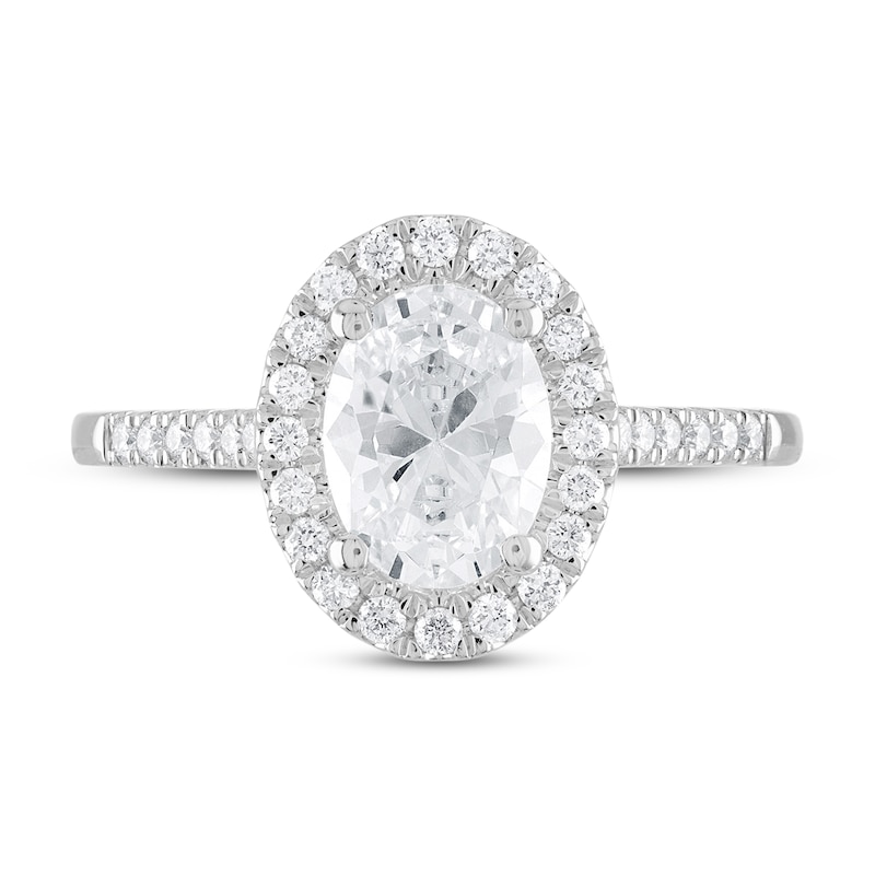 Diamond Engagement Ring 1-1/2 ct tw Oval/Round 18K White Gold