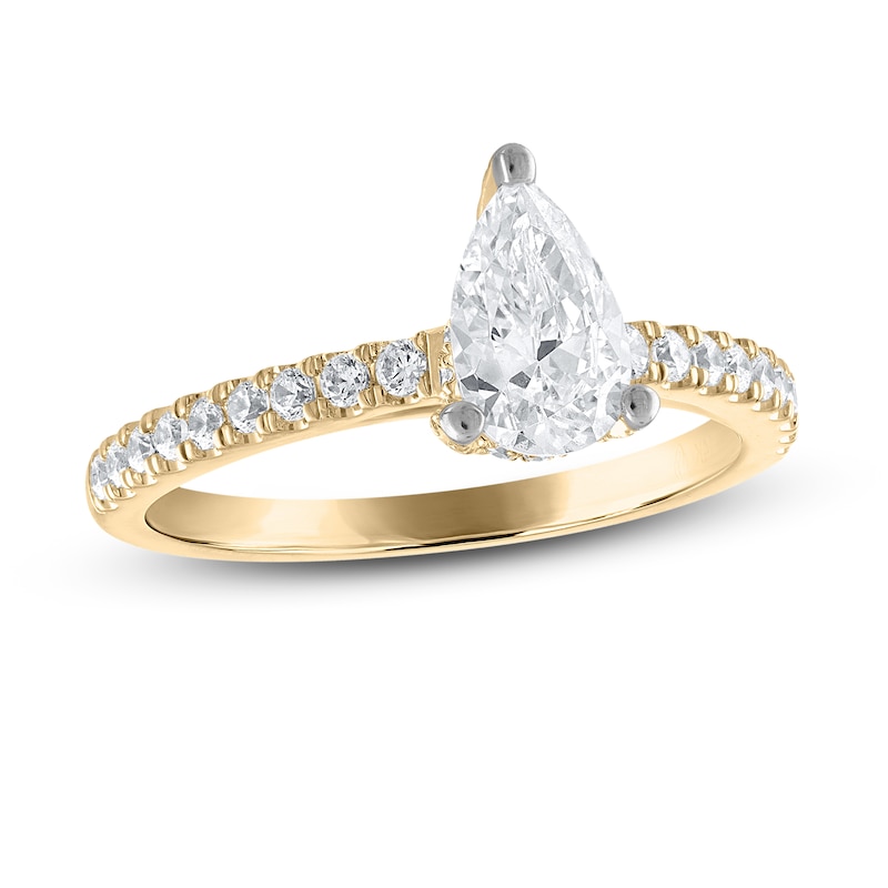 Diamond Engagement Ring 1-1/3 ct tw Pear-shaped/Round 14K Yellow Gold