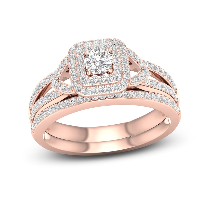 Main Image 1 of Diamond Bridal Set 5/8 ct tw Round 14K Rose Gold