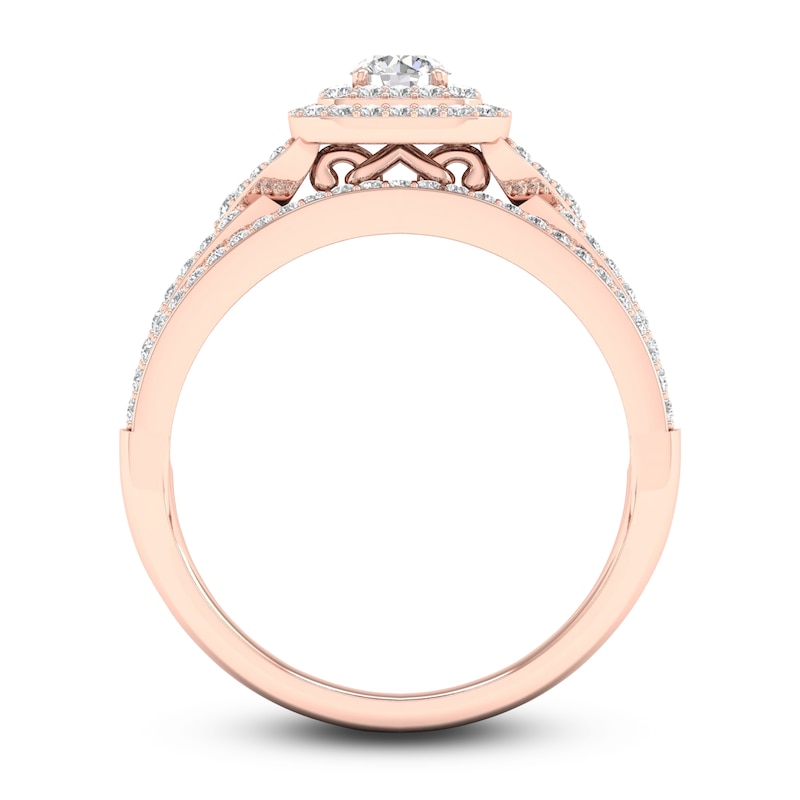 Main Image 3 of Diamond Bridal Set 5/8 ct tw Round 14K Rose Gold